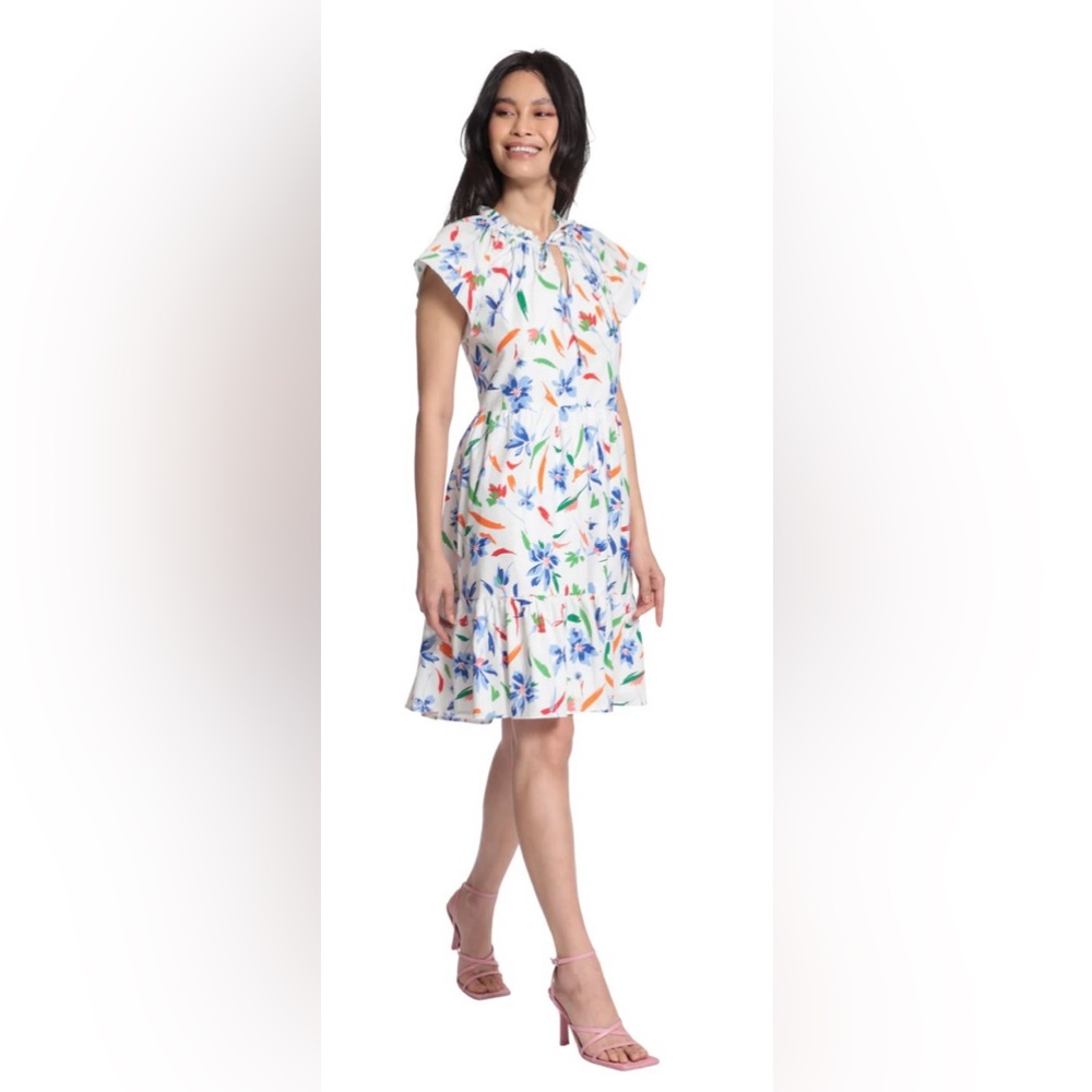 Maggy London Lowen Dress with ruffles and flowers women’s size 10